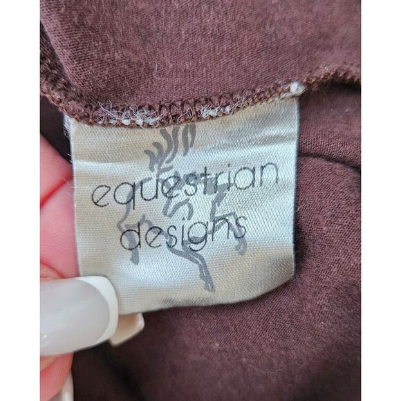 Vintage 90s Equestrian Design Riding Pants Small Brown Pull On Leggings Suede - Picture 8 of 12